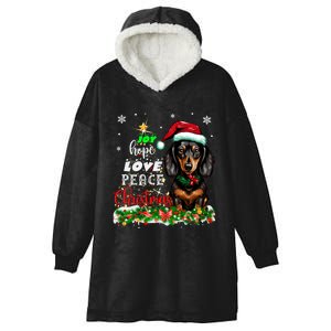 Cute Dachshund Joy Hope Love Peace Christmas Xmas Wiener Dog Hooded Wearable Blanket