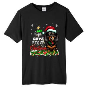 Cute Dachshund Joy Hope Love Peace Christmas Xmas Wiener Dog Tall Fusion ChromaSoft Performance T-Shirt