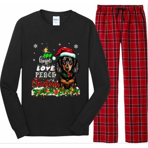 Cute Dachshund Joy Hope Love Peace Christmas Xmas Wiener Dog Long Sleeve Pajama Set