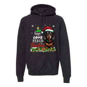 Cute Dachshund Joy Hope Love Peace Christmas Xmas Wiener Dog Premium Hoodie