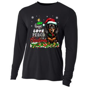 Cute Dachshund Joy Hope Love Peace Christmas Xmas Wiener Dog Cooling Performance Long Sleeve Crew