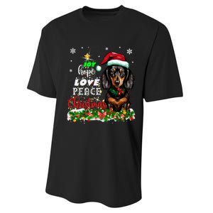 Cute Dachshund Joy Hope Love Peace Christmas Xmas Wiener Dog Performance Sprint T-Shirt