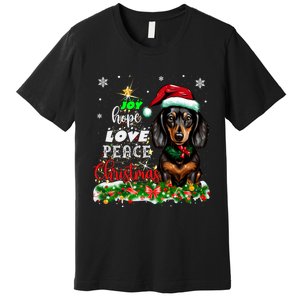 Cute Dachshund Joy Hope Love Peace Christmas Xmas Wiener Dog Premium T-Shirt