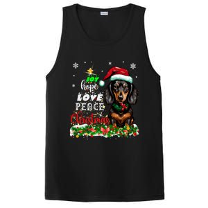 Cute Dachshund Joy Hope Love Peace Christmas Xmas Wiener Dog PosiCharge Competitor Tank