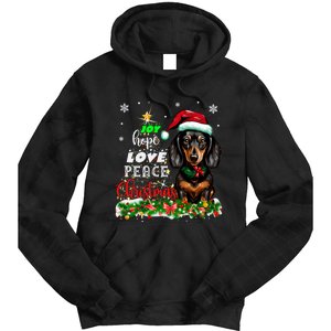 Cute Dachshund Joy Hope Love Peace Christmas Xmas Wiener Dog Tie Dye Hoodie