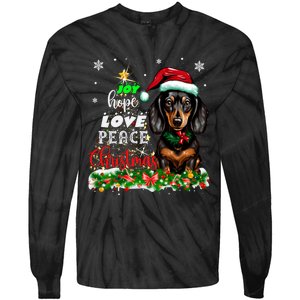 Cute Dachshund Joy Hope Love Peace Christmas Xmas Wiener Dog Tie-Dye Long Sleeve Shirt