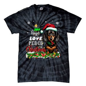 Cute Dachshund Joy Hope Love Peace Christmas Xmas Wiener Dog Tie-Dye T-Shirt