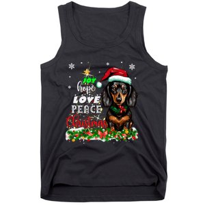 Cute Dachshund Joy Hope Love Peace Christmas Xmas Wiener Dog Tank Top