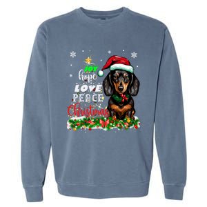 Cute Dachshund Joy Hope Love Peace Christmas Xmas Wiener Dog Garment-Dyed Sweatshirt