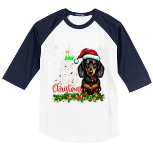 Cute Dachshund Joy Hope Love Peace Christmas Xmas Wiener Dog Baseball Sleeve Shirt