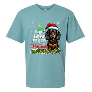 Cute Dachshund Joy Hope Love Peace Christmas Xmas Wiener Dog Sueded Cloud Jersey T-Shirt