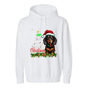 Cute Dachshund Joy Hope Love Peace Christmas Xmas Wiener Dog Garment-Dyed Fleece Hoodie