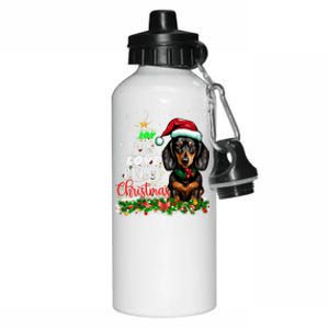 Cute Dachshund Joy Hope Love Peace Christmas Xmas Wiener Dog Aluminum Water Bottle