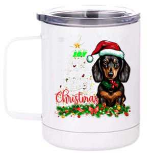 Cute Dachshund Joy Hope Love Peace Christmas Xmas Wiener Dog 12 oz Stainless Steel Tumbler Cup