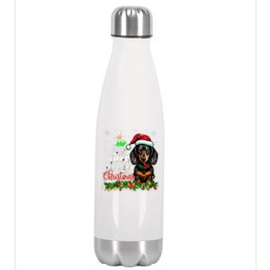 Cute Dachshund Joy Hope Love Peace Christmas Xmas Wiener Dog Stainless Steel Insulated Water Bottle