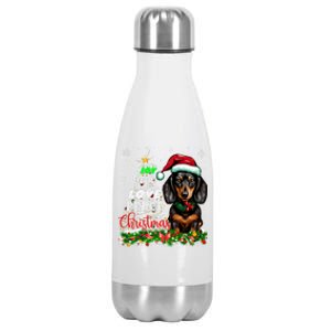 Cute Dachshund Joy Hope Love Peace Christmas Xmas Wiener Dog Stainless Steel Insulated Water Bottle