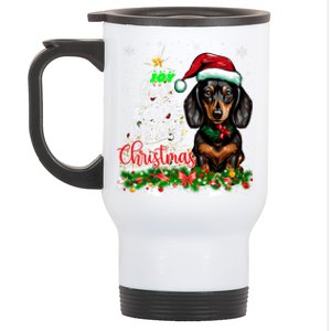 Cute Dachshund Joy Hope Love Peace Christmas Xmas Wiener Dog Stainless Steel Travel Mug