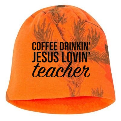 Coffee Drinking Jesus Loving Teacher Coffee Jesus Lovers Kati - Camo Knit Beanie