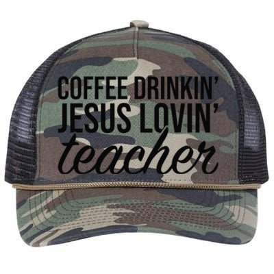 Coffee Drinking Jesus Loving Teacher Coffee Jesus Lovers Retro Rope Trucker Hat Cap