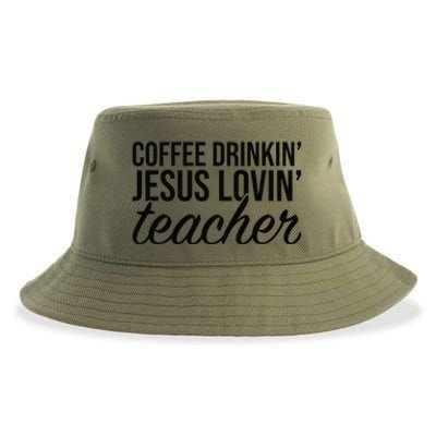 Coffee Drinking Jesus Loving Teacher Coffee Jesus Lovers Sustainable Bucket Hat