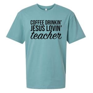 Coffee Drinking Jesus Loving Teacher Coffee Jesus Lovers Sueded Cloud Jersey T-Shirt