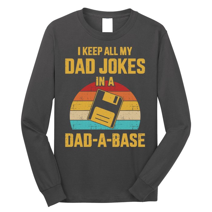 Cute Dad Jokes In Dadabase Vintage For FatherS Day Gift Long Sleeve Shirt