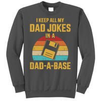 Cute Dad Jokes In Dadabase Vintage For FatherS Day Gift Tall Sweatshirt