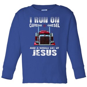 Caffeine Diesel Jesus Christian Trucker Distressed Toddler Long Sleeve Shirt