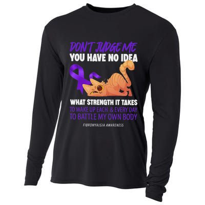 Cat DonT Judge Me You Have No Idea Fibromyalgia Awareness Cooling Performance Long Sleeve Crew
