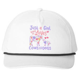 Cow Dog Just A Girl Who Loves Cows And Dogs Gift Meaningful Gift Snapback Five-Panel Rope Hat