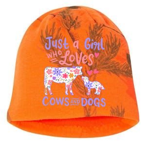 Cow Dog Just A Girl Who Loves Cows And Dogs Gift Meaningful Gift Kati - Camo Knit Beanie