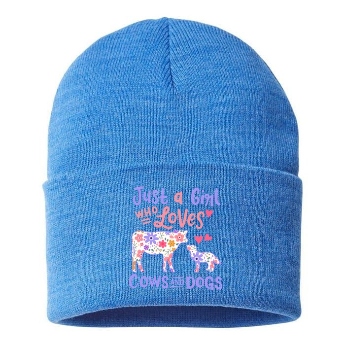 Cow Dog Just A Girl Who Loves Cows And Dogs Gift Meaningful Gift Sustainable Knit Beanie