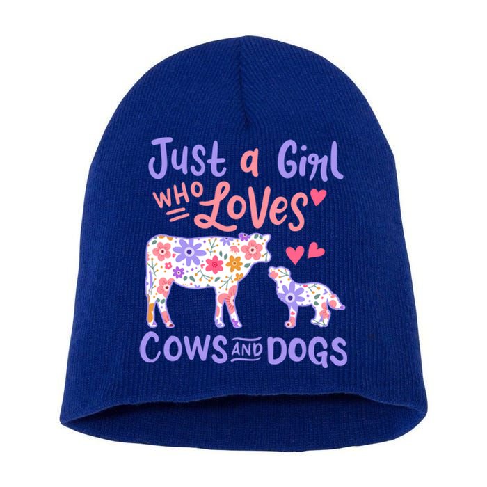 Cow Dog Just A Girl Who Loves Cows And Dogs Gift Meaningful Gift Short Acrylic Beanie