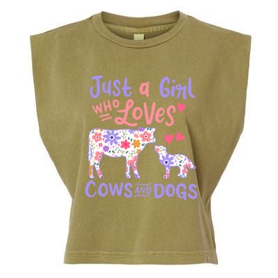 Cow Dog Just A Girl Who Loves Cows And Dogs Gift Meaningful Gift Garment-Dyed Women's Muscle Tee