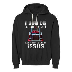 Caffeine Diesel Jesus Christian Trucker Distressed Garment-Dyed Fleece Hoodie