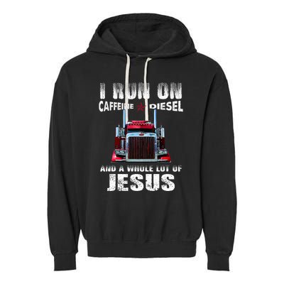 Caffeine Diesel Jesus Christian Trucker Distressed Garment-Dyed Fleece Hoodie