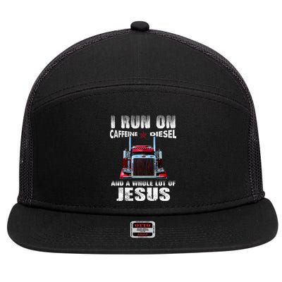 Caffeine Diesel Jesus Christian Trucker Distressed 7 Panel Mesh Trucker Snapback Hat