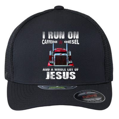 Caffeine Diesel Jesus Christian Trucker Distressed Flexfit Unipanel Trucker Cap