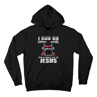 Caffeine Diesel Jesus Christian Trucker Distressed Hoodie