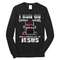 Caffeine Diesel Jesus Christian Trucker Distressed Long Sleeve Shirt