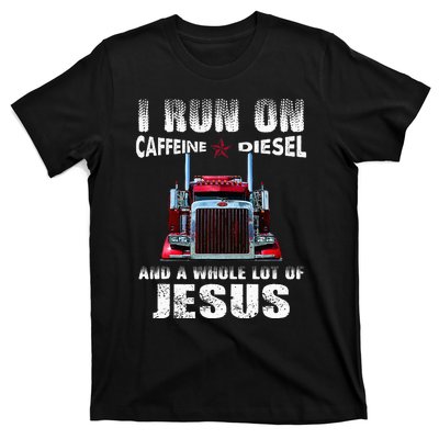 Caffeine Diesel Jesus Christian Trucker Distressed T-Shirt