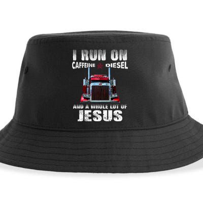 Caffeine Diesel Jesus Christian Trucker Distressed Sustainable Bucket Hat