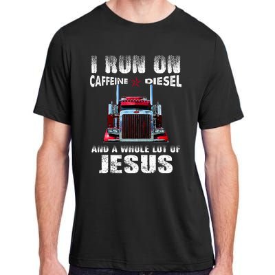 Caffeine Diesel Jesus Christian Trucker Distressed Adult ChromaSoft Performance T-Shirt