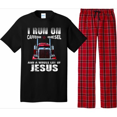 Caffeine Diesel Jesus Christian Trucker Distressed Pajama Set