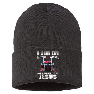 Caffeine Diesel Jesus Christian Trucker Distressed Sustainable Knit Beanie