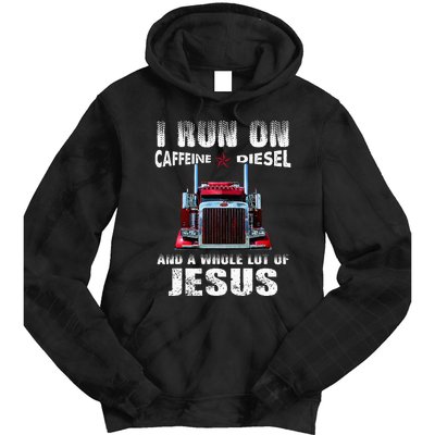 Caffeine Diesel Jesus Christian Trucker Distressed Tie Dye Hoodie