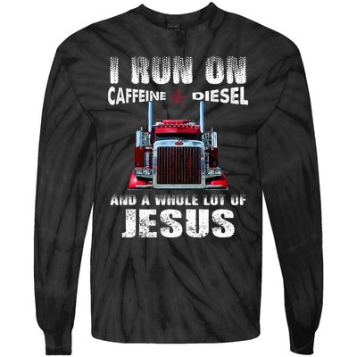 Caffeine Diesel Jesus Christian Trucker Distressed Tie-Dye Long Sleeve Shirt