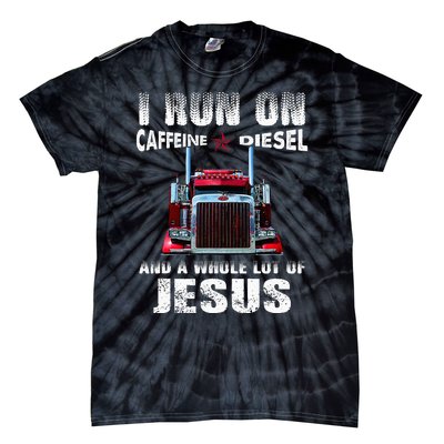 Caffeine Diesel Jesus Christian Trucker Distressed Tie-Dye T-Shirt