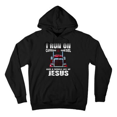 Caffeine Diesel Jesus Christian Trucker Distressed Tall Hoodie