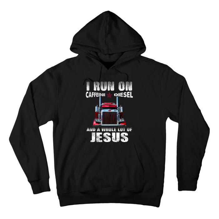 Caffeine Diesel Jesus Christian Trucker Distressed Tall Hoodie